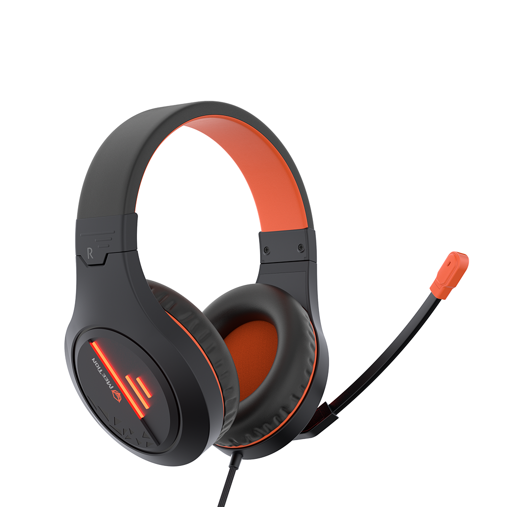 MEETION Stereo Gaming Headset with Mic Black Orange Lightweight Backlit
