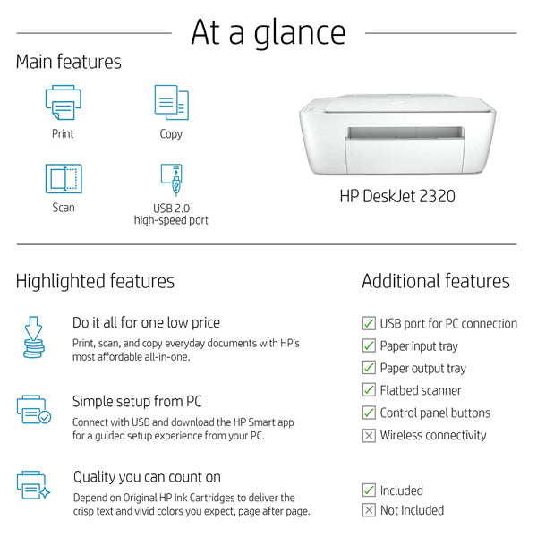 HP DeskJet 2320 3-in-1 Printer - 7WN42B