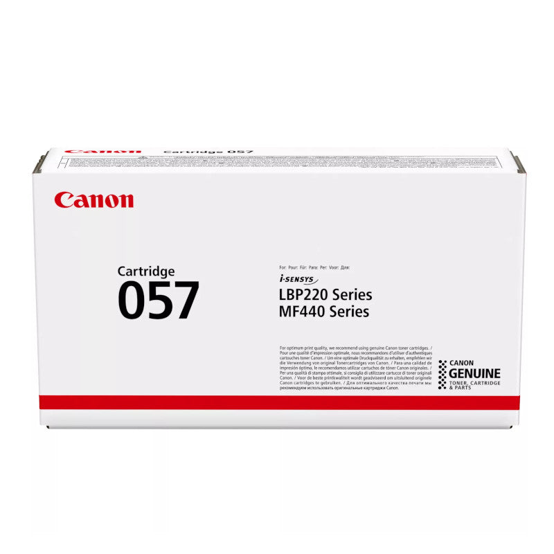 A white box with the Canon brand logo and the text 'Cartridge 057 Black Original Toner - MF44 Series' printed on it.