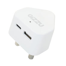 Load image into Gallery viewer, GIZZU Wall Charger Type C 20W|USB SA 3 Prong – White