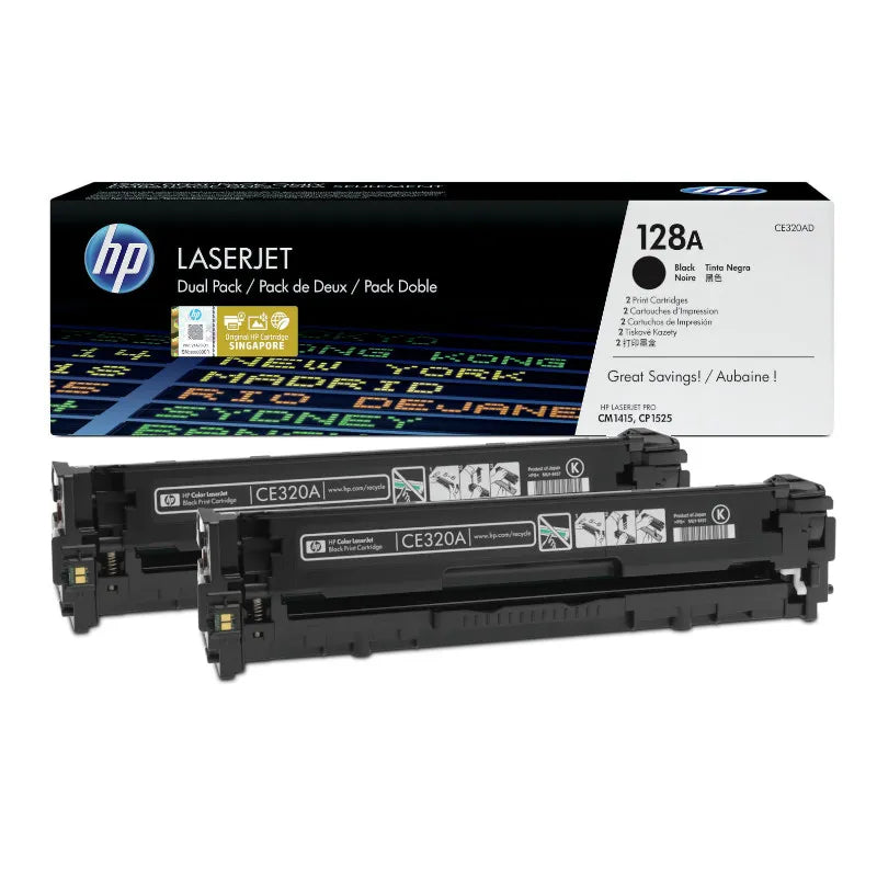HP 128A Black Original Toner Dual Pack - CE320AD