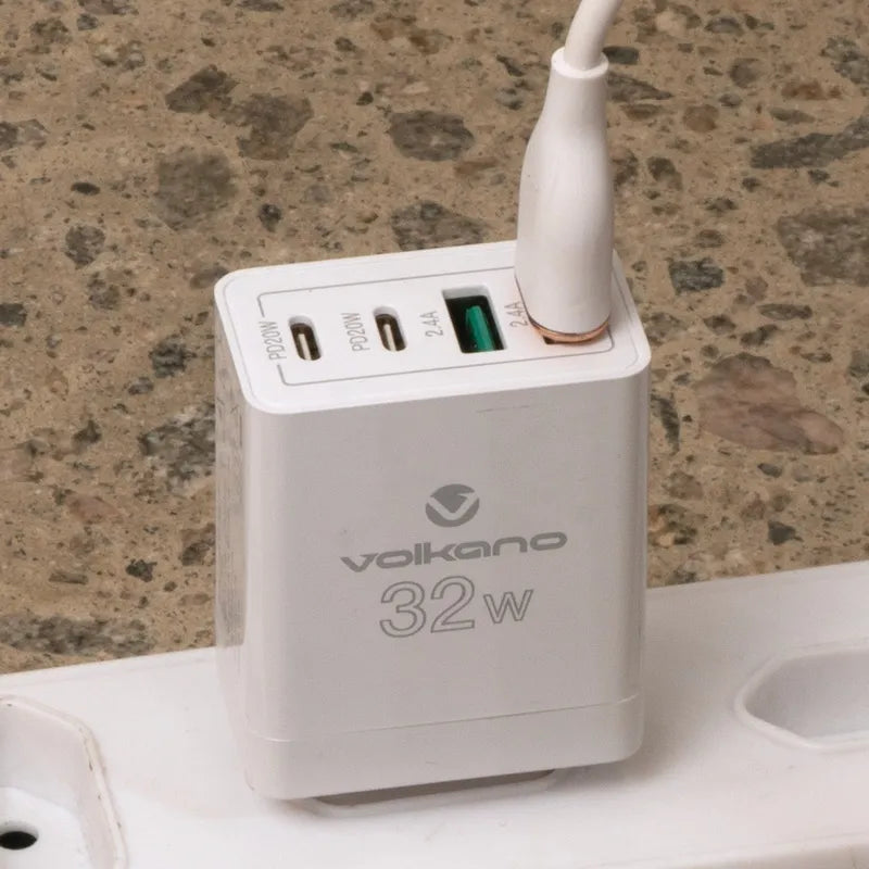 Volkano Quad Series 2x PD USB-C 2x USB-A 3A Wall Charger