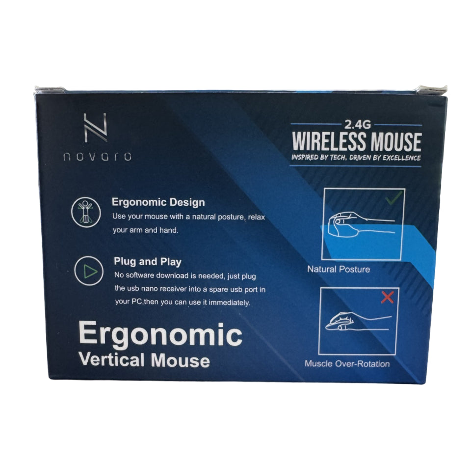 Novaro Rechargeable Ergonomic Vertical Mouse - NOVKBM004