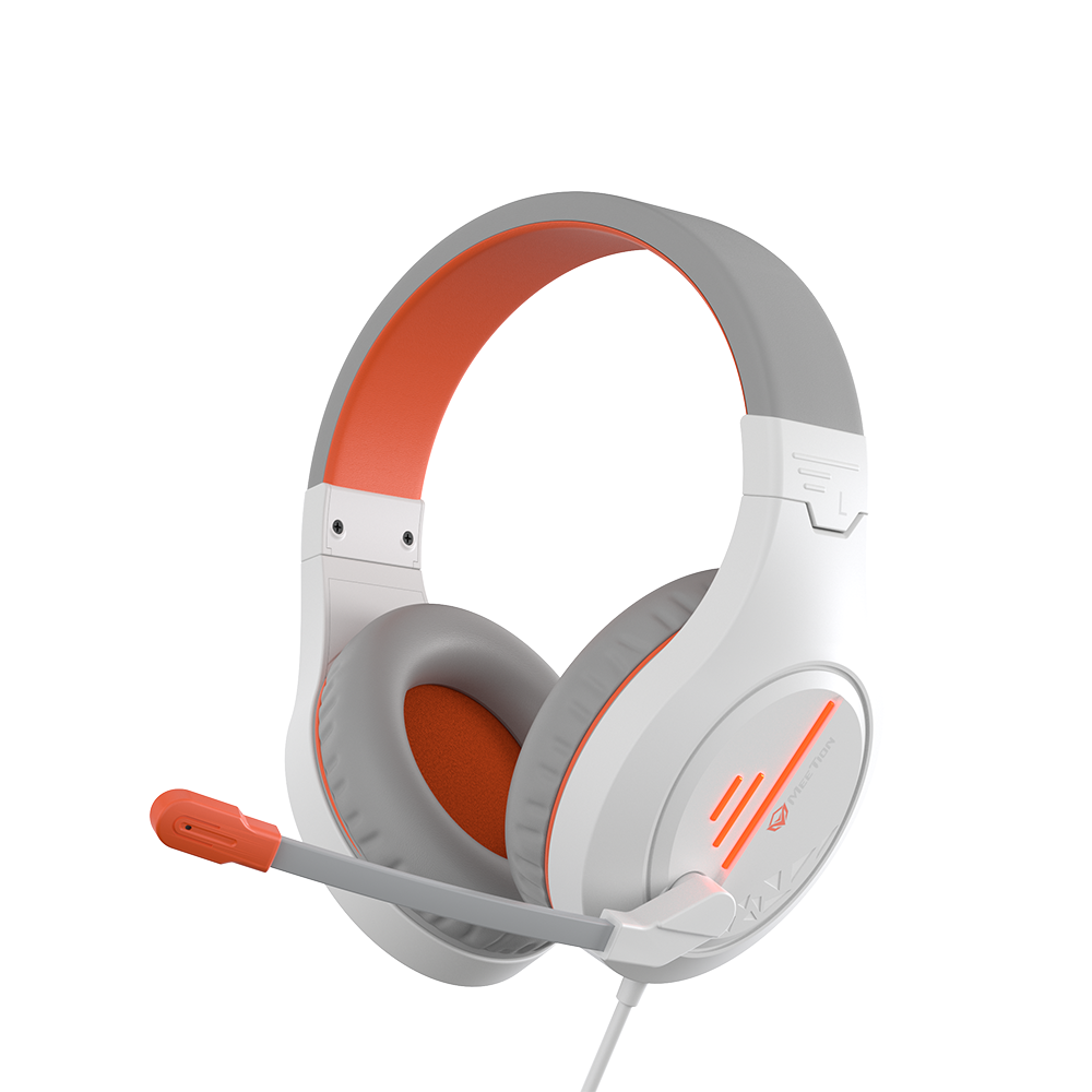 MEETION Stereo Gaming Headset with Mic Black Orange Lightweight Backlit