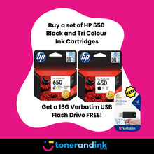 Load image into Gallery viewer, HP 650 Black and Tri Colour Original Ink Multipack - H650MP