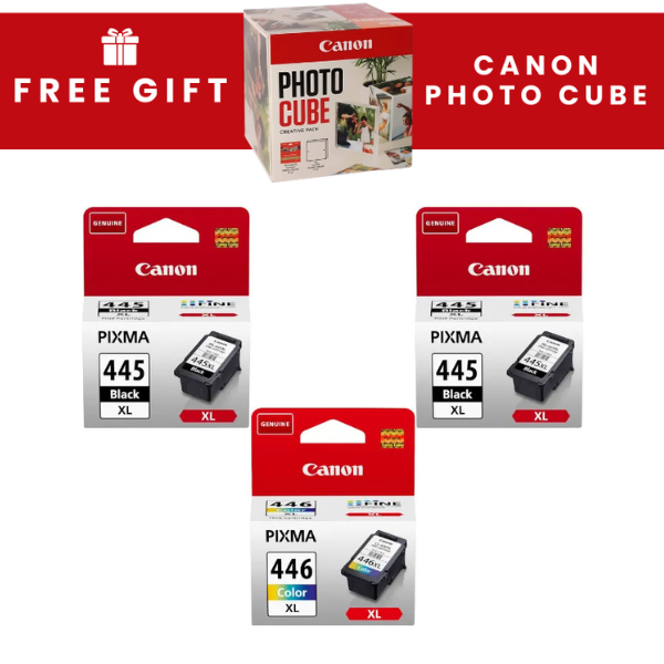 Canon 445XL Black Dual Pack 446XL Tri-Colour High Yield Original Ink Multipack - PG-445XL / CL-446XL