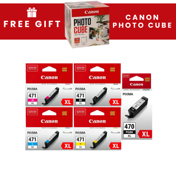 Canon 470XL Black and 471XL CMYK High Yield Original Ink Multipack - PGI 470/CLI 471