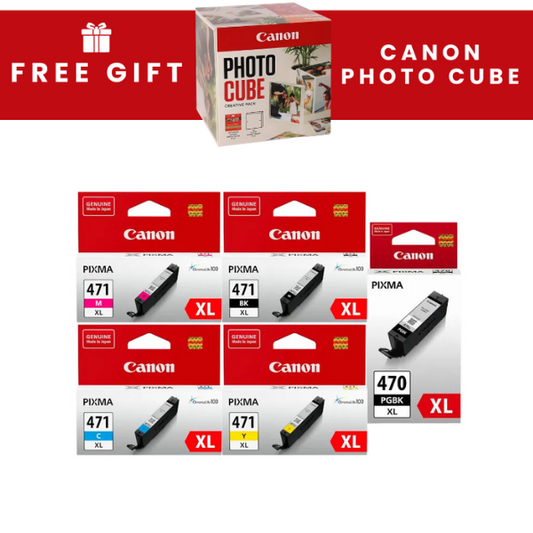 Canon 470XL Black and 471XL CMYK High Yield Original Ink Multipack - PGI 470/CLI 471