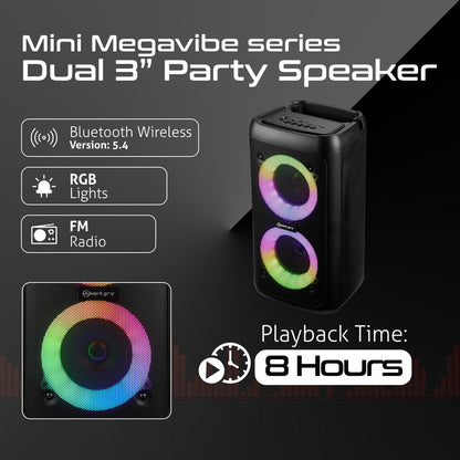 Amplify 20W Mini Megavibe Series Dual 3" Party Speaker