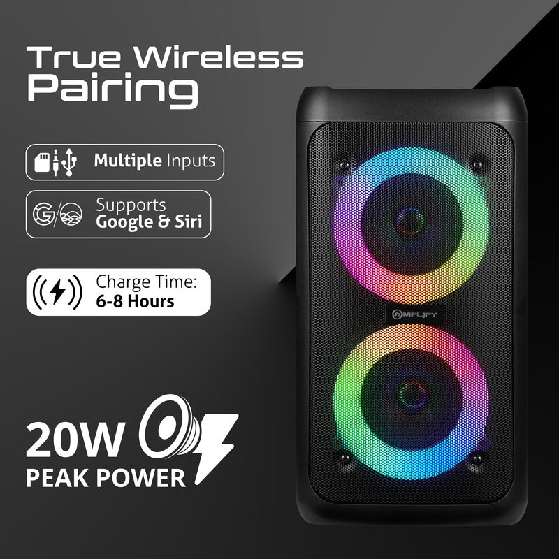 Amplify 20W Mini Megavibe Series Dual 3" Party Speaker