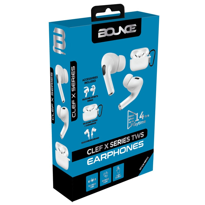 Bounce Clef X True Wireless Earphones with Silicone Accessories