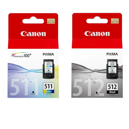 Canon 511 Tri-Colour and 512 High Yield Black Original Ink Multipack - PG-512 / CL-511