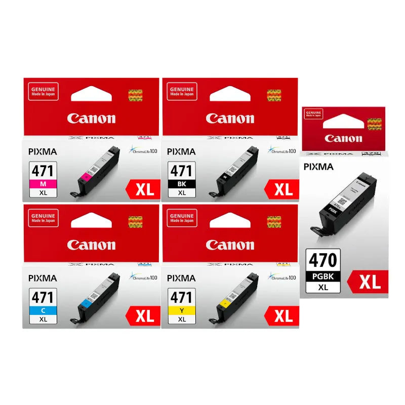 Canon 470XL Black and 471XL CMYK High Yield Original Ink Multipack - PGI 470/CLI 471