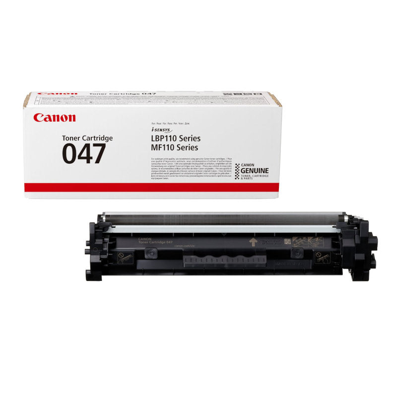 A Canon 047 Black Original Toner Cartridge with its packaging box.