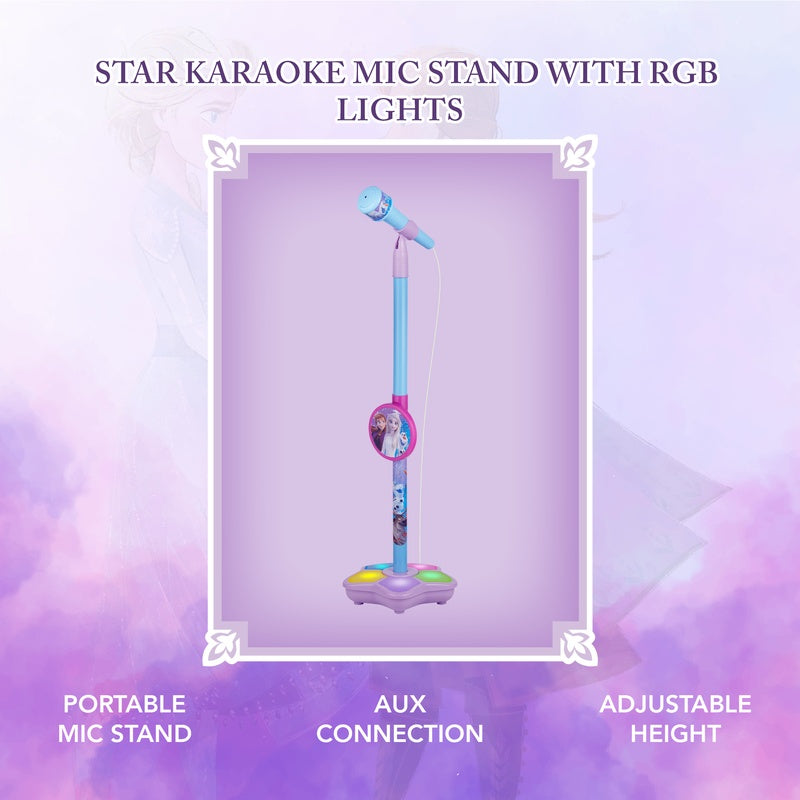 Disney Frozen Auxiliary Star Karaoke Microphone Stand with Colourful Lights