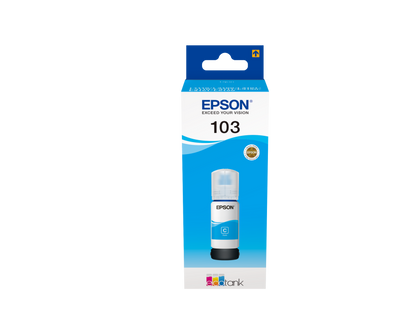 Packaging of Epson 103 Cyan Original Ink Bottle