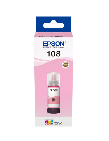 Epson 108 EcoTank Light Magenta Original Ink bottle packaging.