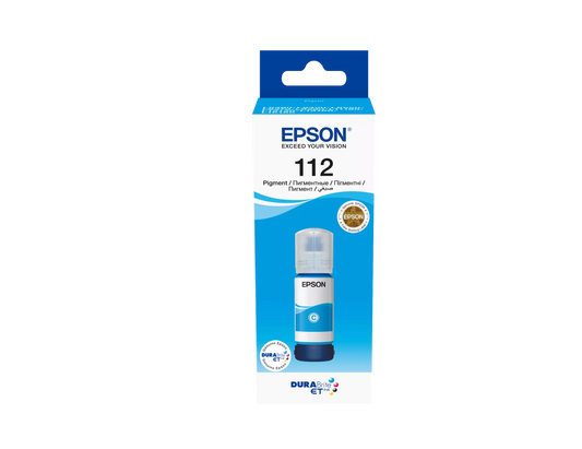 Packaging of Epson 112 EcoTank Cyan Original Ink Bottle