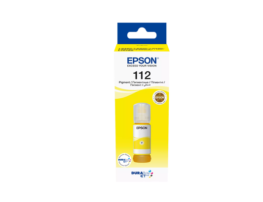 Packaging of Epson 112 EcoTank Yellow Original Ink Bottle