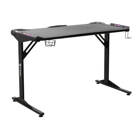 VX Gaming Fortress Gaming Desk with RGB Lights and Cup Holder