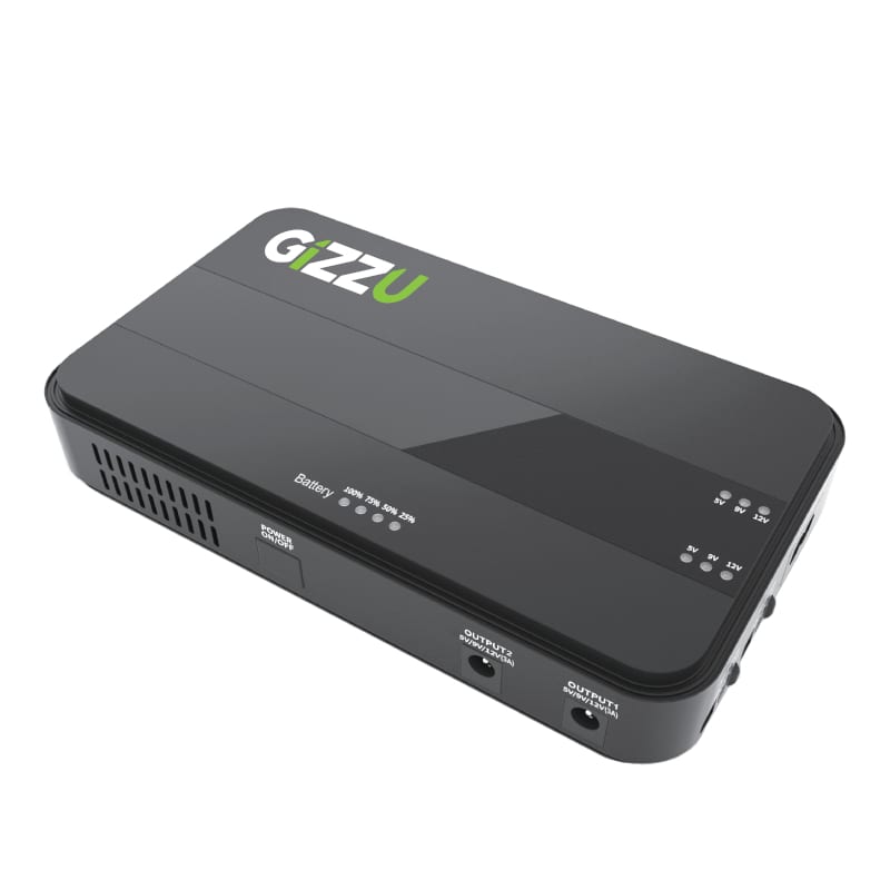 GIZZU 36W 32Wh 8800mAh Mini Dual DC UPS Black