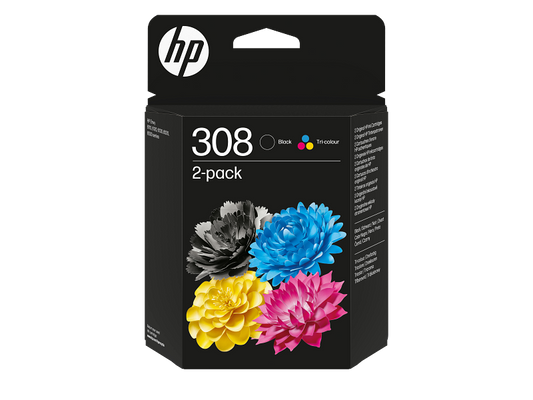 HP 308 Black & Tri-Colour Original Ink Dual Pack - 6L6S6UE