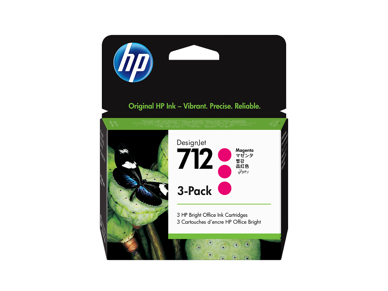 HP 712 Magenta 29ml DesignJet Original Ink Three-Pack - H3ED78A
