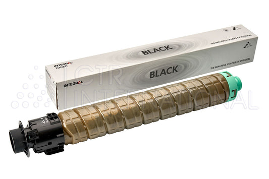 A boxed Ricoh MP C300 Black Compatible Toner, with the toner cartridge visible beside it.