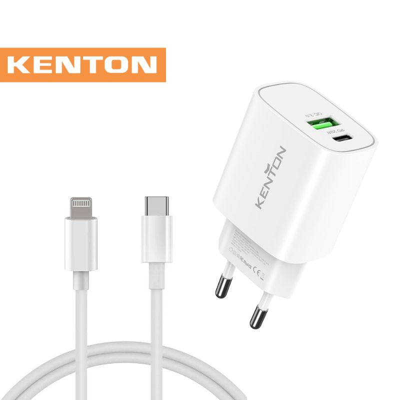 Kenton Type-C to iPhone Charger Cables + Fast Wall Charger Bundle - KTYPECCABLE2SB