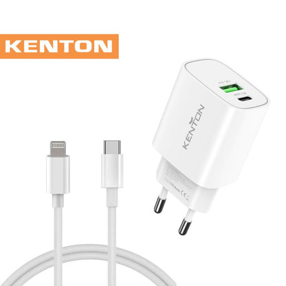 Kenton Type-C to iPhone Charger Cables + Fast Wall Charger Bundle - KTYPECCABLE2SB