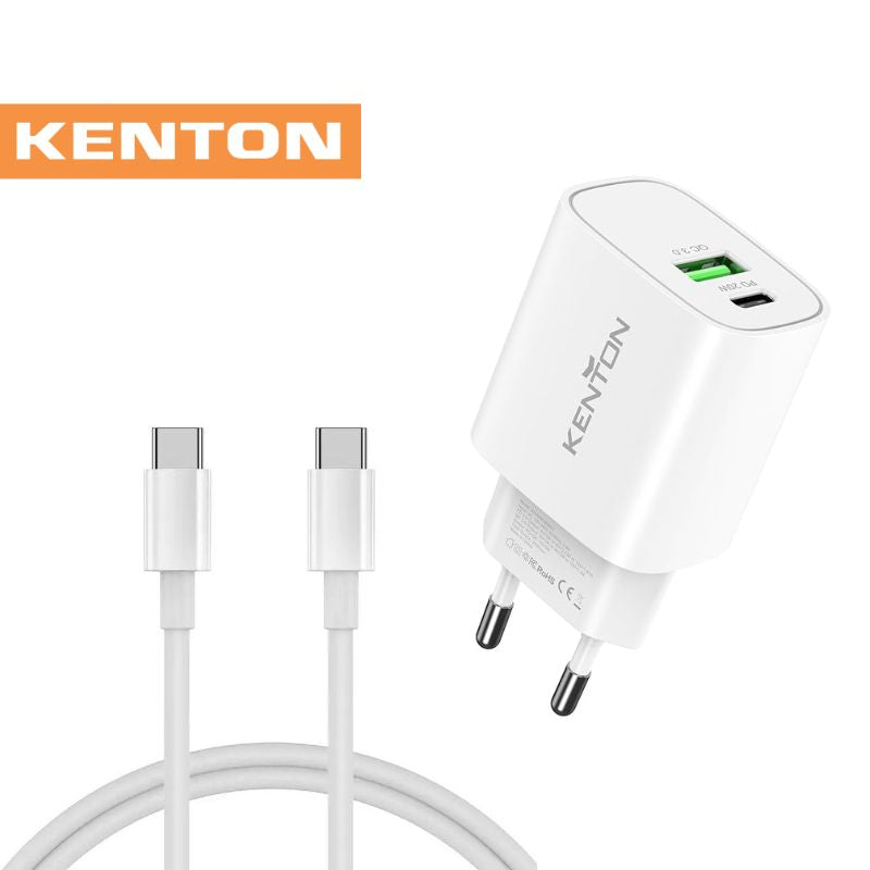 Kenton Type-C to Type-C Charger Cables + Fast Wall Charger Bundle - KTYPECCABLE1SB