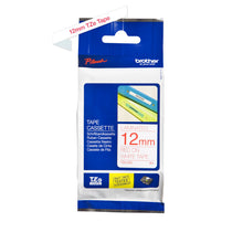 Load image into Gallery viewer, Brother TZ232 Red On White Laminated 12mm Tape - TZe-232