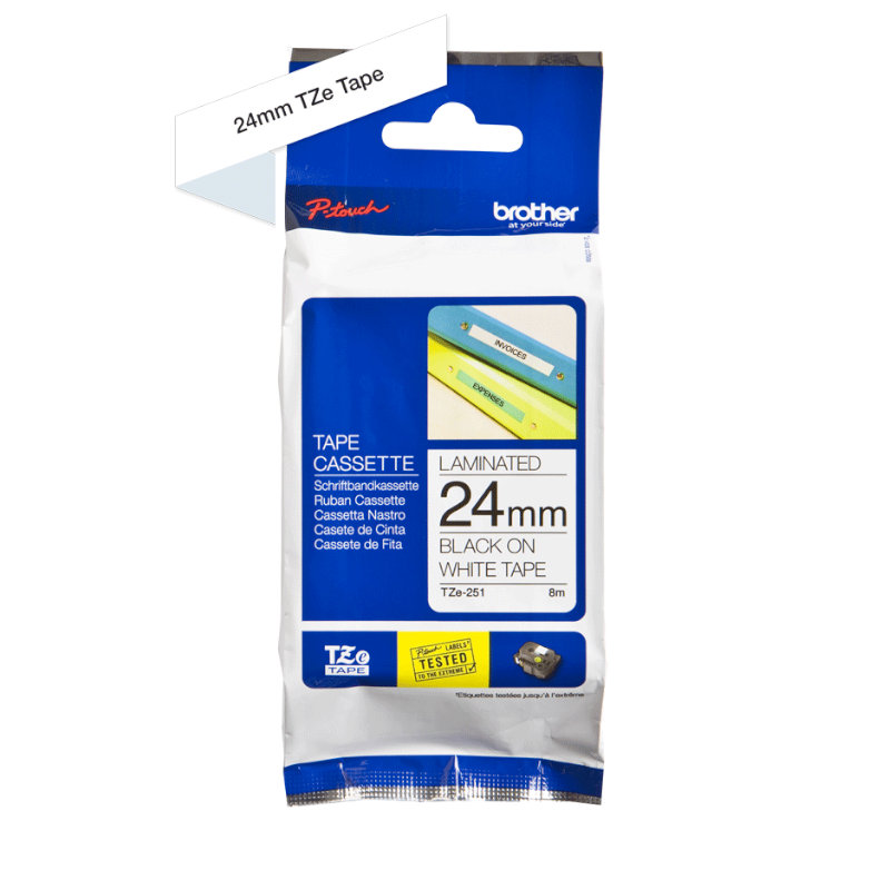 Brother TZ251 Black On White Laminated 24mm Tape - TZe-251