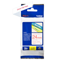 Load image into Gallery viewer, Brother TZ252 Red On White Laminated 24mm Tape - TZe-252