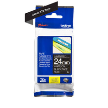 Load image into Gallery viewer, Brother TZ355 White On Black Laminated 24mm Tape - TZe-355