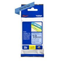 Load image into Gallery viewer, Brother TZ541 Black On Blue Laminated 18mm Tape - TZe-541