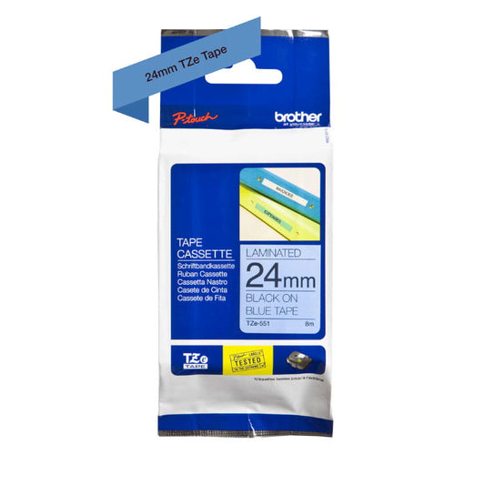 Brother TZ551 Black On Blue Laminated 24mm Tape - TZe-551