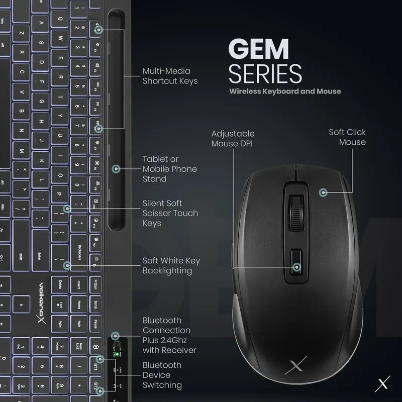 VolkanoX Gem Bluetooth Wireless Keyboard and Mouse