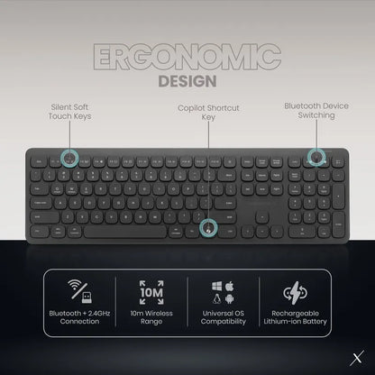 VolkanoX Ignite Bluetooth Wireless Keyboard and Mouse Combo