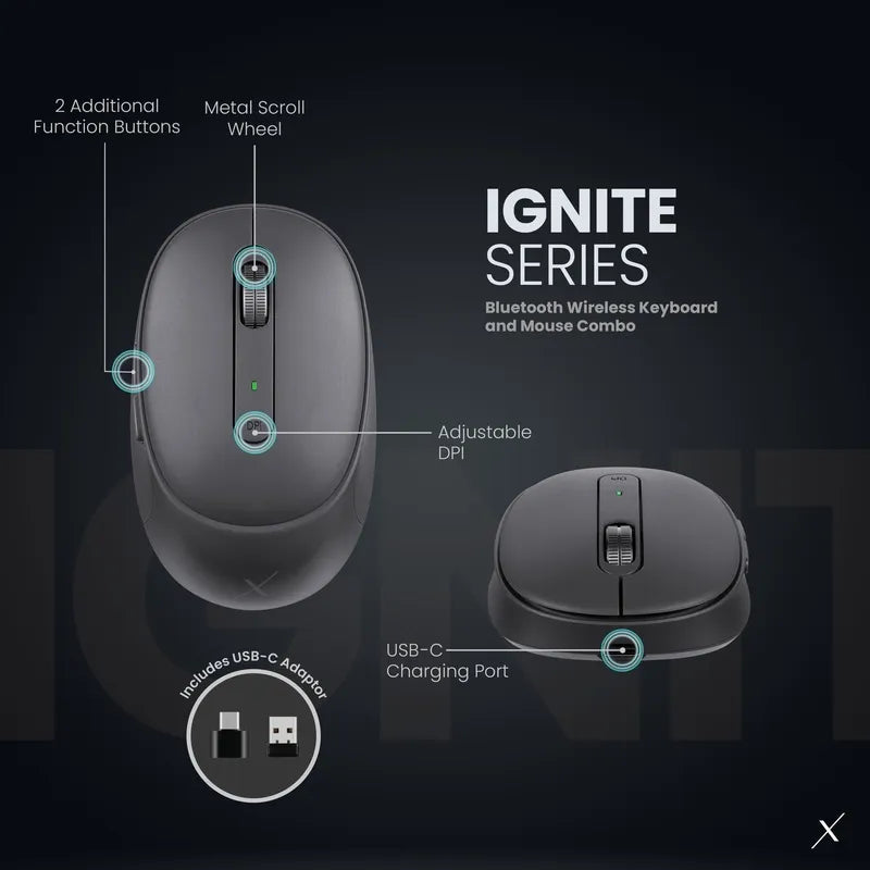 VolkanoX Ignite Bluetooth Wireless Keyboard and Mouse Combo