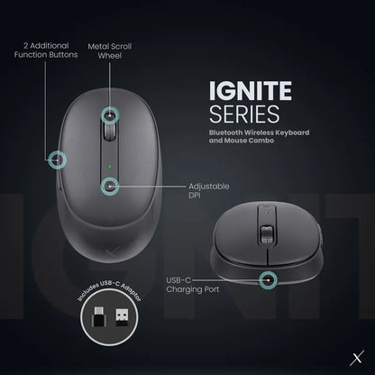 VolkanoX Ignite Bluetooth Wireless Keyboard and Mouse Combo