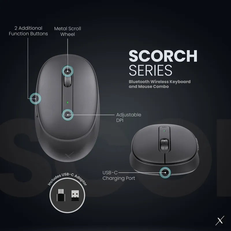 VolkanoX Scorch Bluetooth Wireless Keyboard and Mouse Combo
