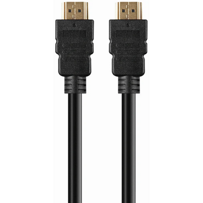Two HDMI cables with black connectors on a white background