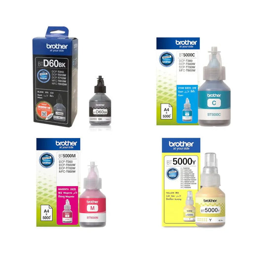 Brother BT-D60 and BT-5000 Black CMY Original Ink Multipack - D60 BT5000