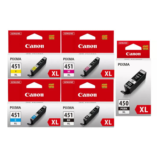 Canon 450XL Black and 451XL High Yield CMYK Original Ink Multipack - PGI450/451XLMP