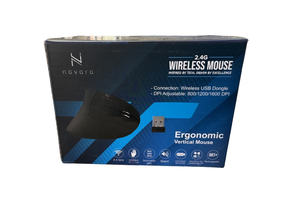 Novaro Rechargeable Ergonomic Vertical Mouse - NOVKBM004