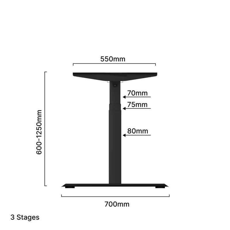 ARORA Standing Desk Pro Duo Three Stage - Frame Only